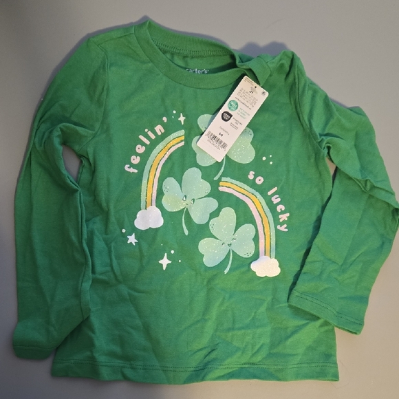 Carter's Green Long Sleeve Tee with Rainbow and Clover - Picture 1 of 4
